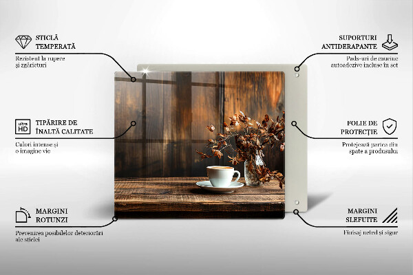 Tocător de bucătărie ceașcă de cafea și lemn