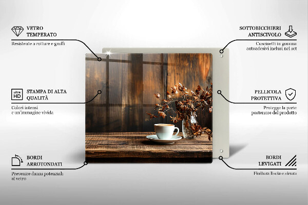 Tocător de bucătărie ceașcă de cafea și lemn