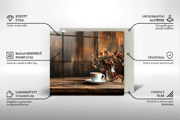 Tocător de bucătărie ceașcă de cafea și lemn