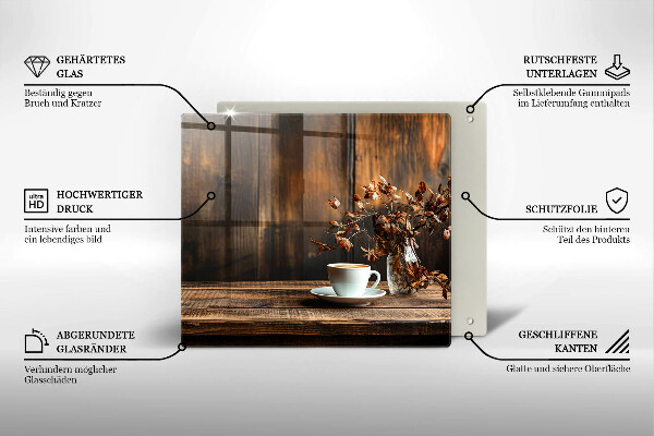 Tocător de bucătărie ceașcă de cafea și lemn