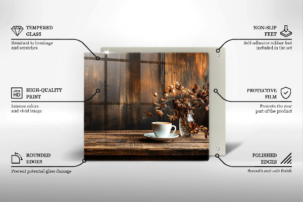 Tocător de bucătărie ceașcă de cafea și lemn