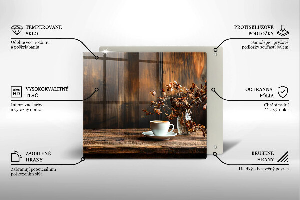 Tocător de bucătărie ceașcă de cafea și lemn