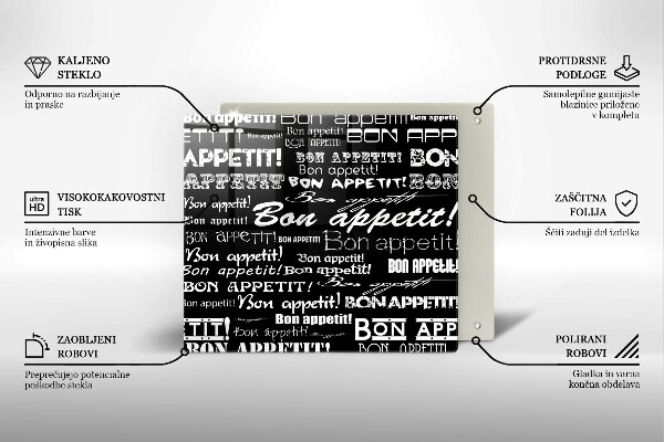 Tocător din sticlă Bon appetit