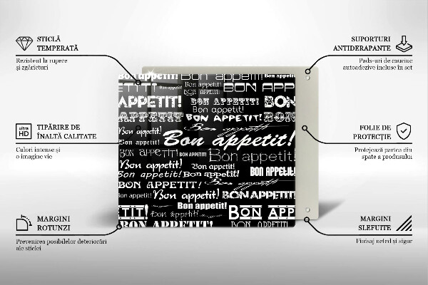 Tocător din sticlă Bon appetit