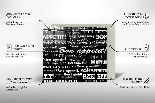 Tocător din sticlă Bon appetit