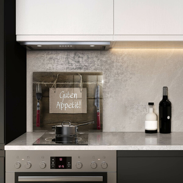 Tocător din sticlă Inscripție Guten Apetit pe scânduri