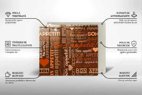 Tocător din sticlă Bon appetit subtitrare