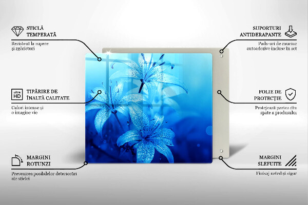 Tocător de bucătărie Flori albastre