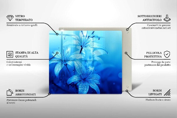 Tocător de bucătărie Flori albastre