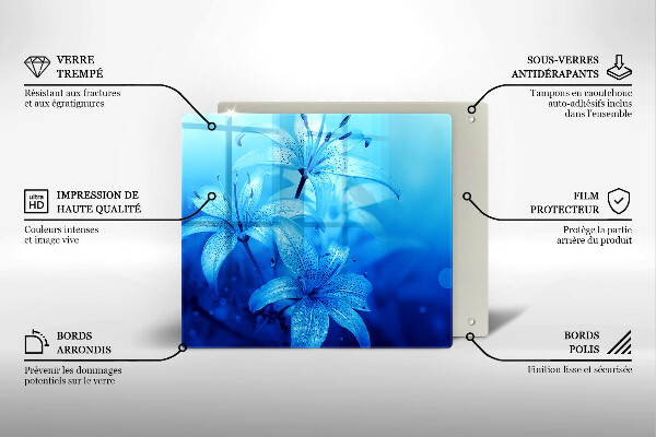 Tocător de bucătărie Flori albastre