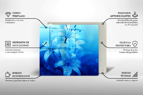 Tocător de bucătărie Flori albastre