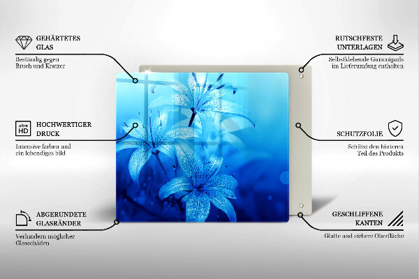 Tocător de bucătărie Flori albastre