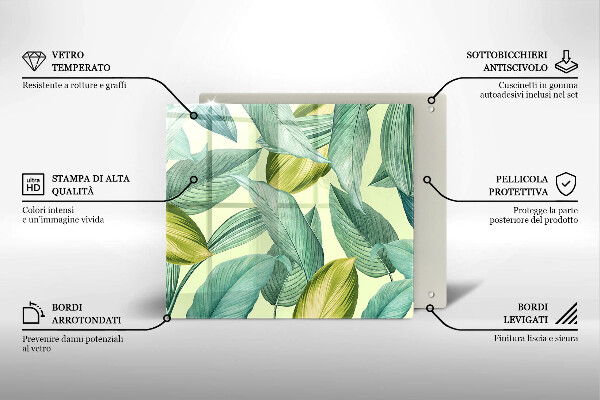 Tocător de bucătărie Frunze tropicale verzi