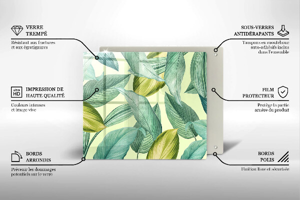 Tocător de bucătărie Frunze tropicale verzi