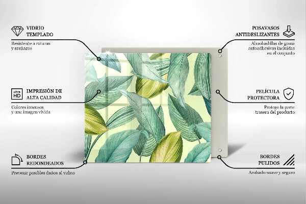 Tocător de bucătărie Frunze tropicale verzi