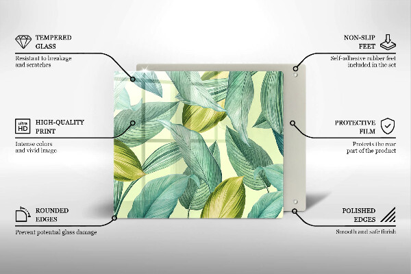 Tocător de bucătărie Frunze tropicale verzi