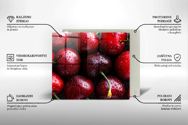 Tocător de bucătărie Prim-plan cu cireșe