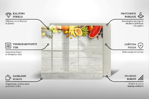 Tocător din sticlă Fructe pe scânduri