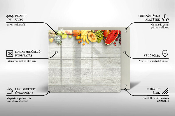 Tocător din sticlă Fructe pe scânduri