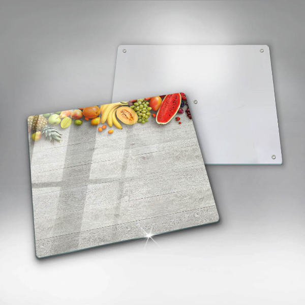 Tocător din sticlă Fructe pe scânduri