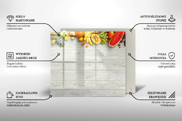 Tocător din sticlă Fructe pe scânduri