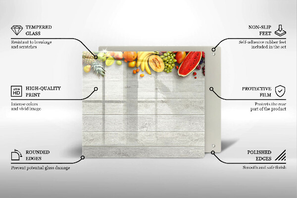 Tocător din sticlă Fructe pe scânduri