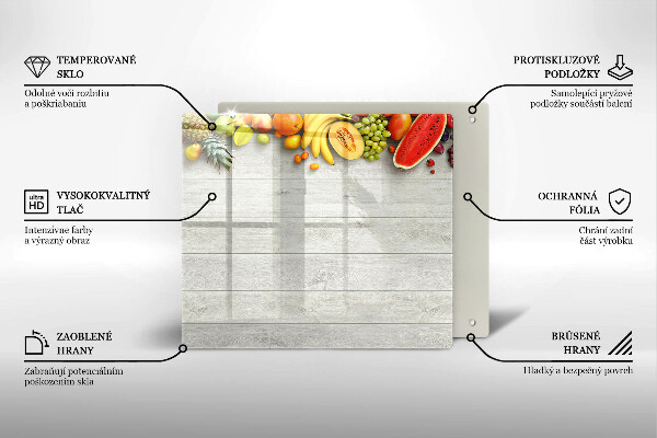 Tocător din sticlă Fructe pe scânduri