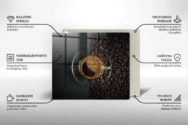 Tocător din sticlă Cafea și fasole