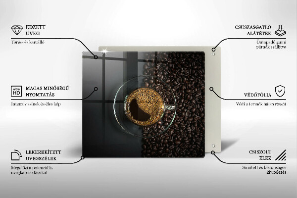 Tocător din sticlă Cafea și fasole