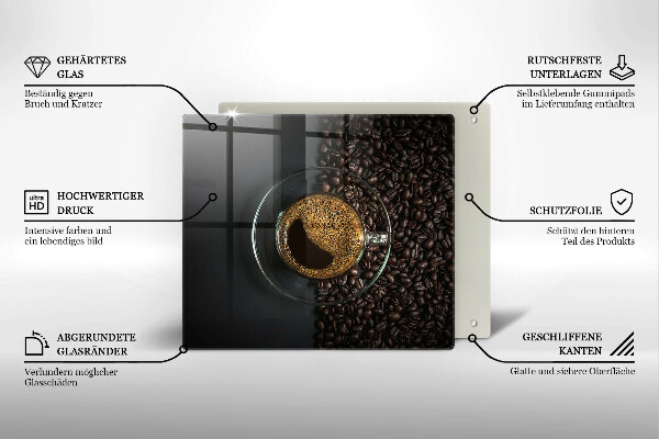 Tocător din sticlă Cafea și fasole