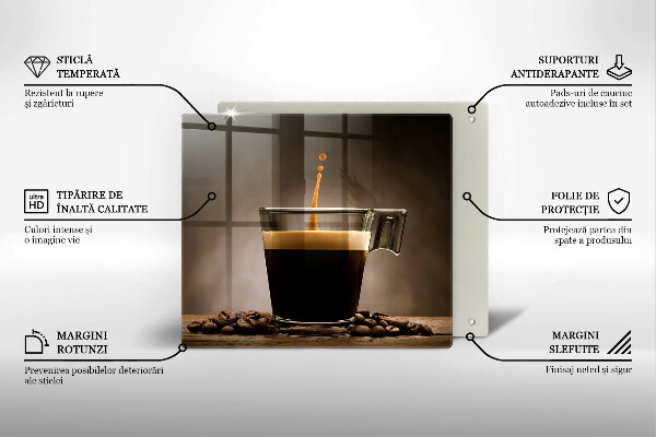 Tocător de bucătărie Sticlă și boabe de cafea