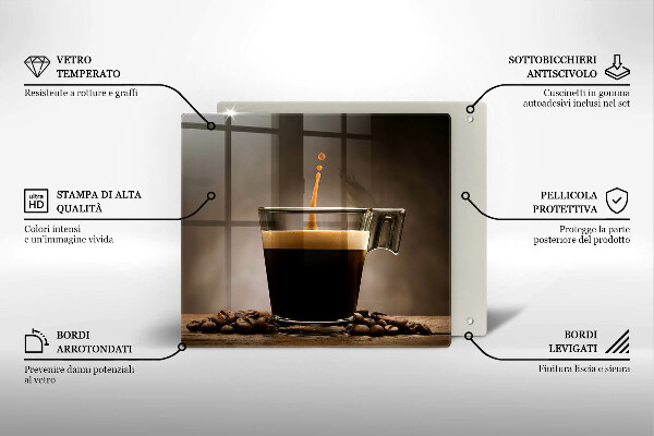 Tocător de bucătărie Sticlă și boabe de cafea