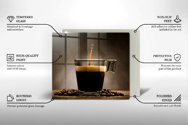 Tocător de bucătărie Sticlă și boabe de cafea