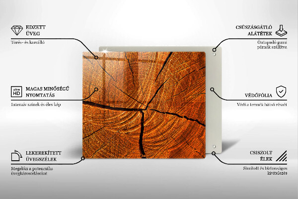Tocător din sticlă Structura trunchiului din lemn