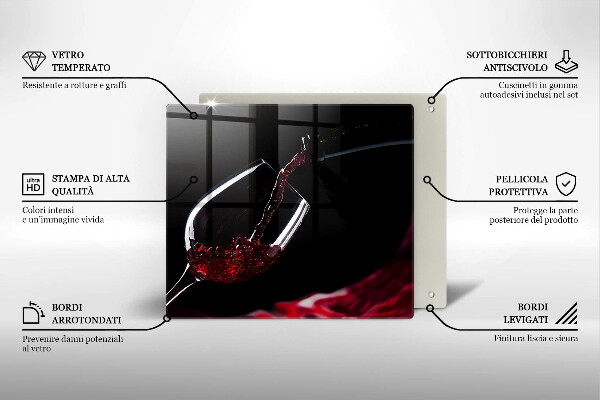 Tocător din sticlă Un pahar de vin roșu