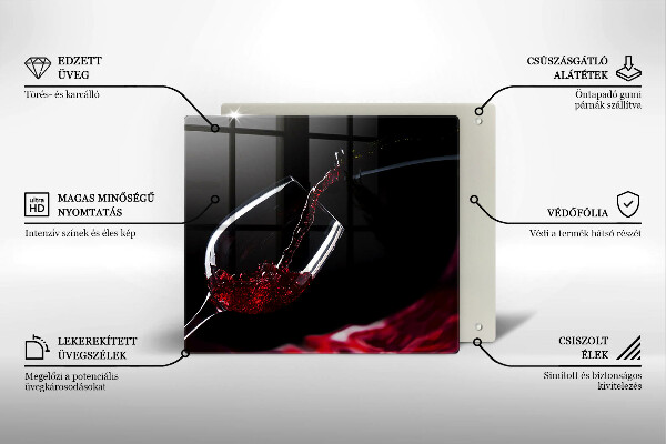 Tocător din sticlă Un pahar de vin roșu