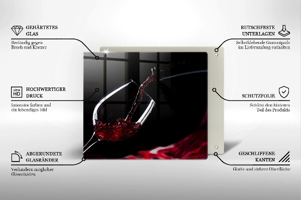 Tocător din sticlă Un pahar de vin roșu