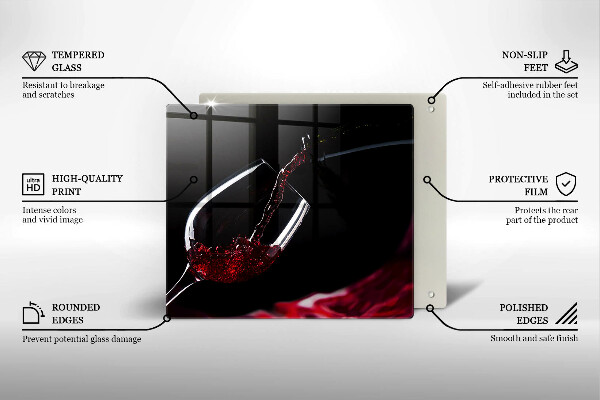 Tocător din sticlă Un pahar de vin roșu