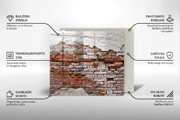 Tocător din sticlă Zid vechi de cărămidă și beton