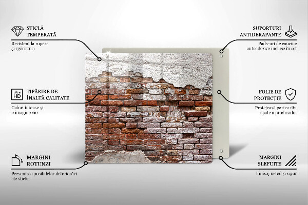 Tocător din sticlă Zid vechi de cărămidă și beton