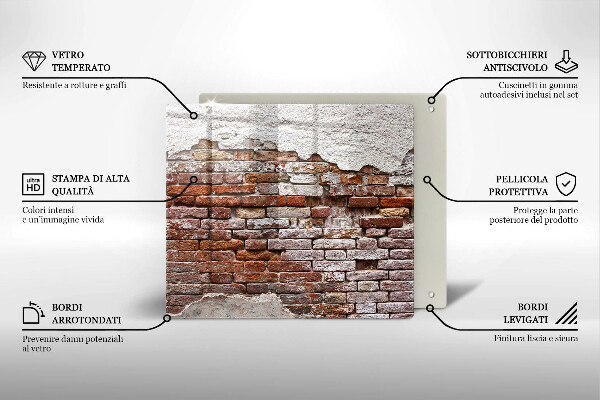 Tocător din sticlă Zid vechi de cărămidă și beton