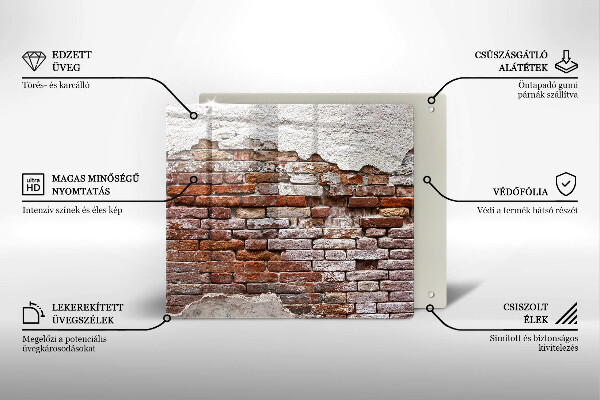 Tocător din sticlă Zid vechi de cărămidă și beton