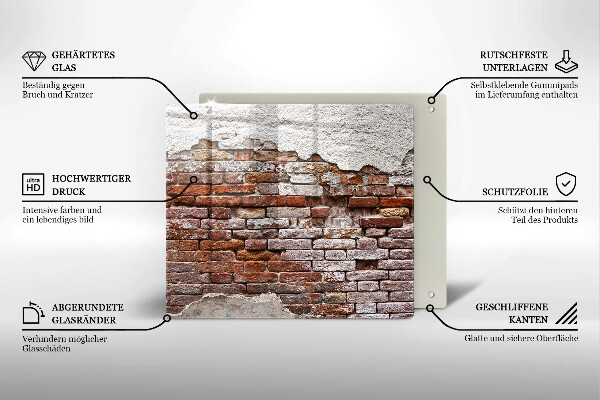 Tocător din sticlă Zid vechi de cărămidă și beton