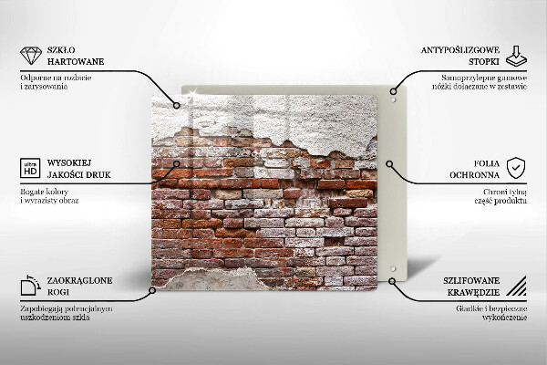Tocător din sticlă Zid vechi de cărămidă și beton