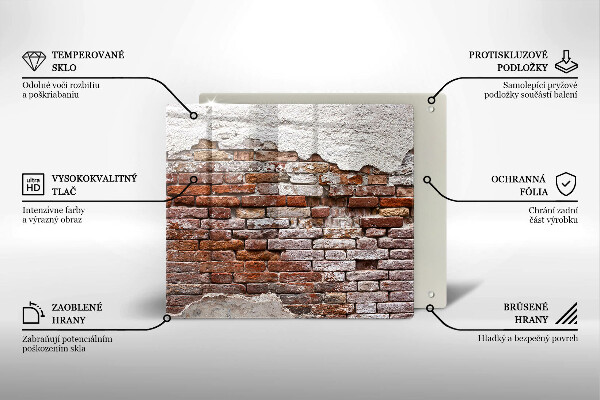 Tocător din sticlă Zid vechi de cărămidă și beton