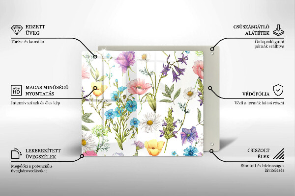 Tocător din sticlă Ilustrație cu flori