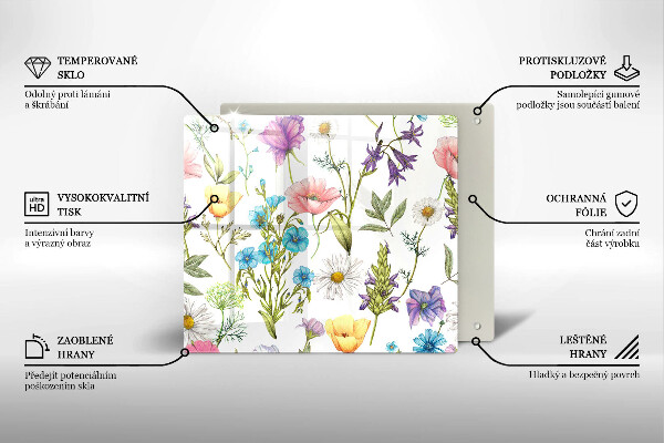 Tocător din sticlă Ilustrație cu flori