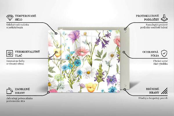 Tocător din sticlă Ilustrație cu flori