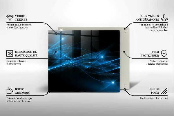 Tocător din sticlă Fum albastru abstract