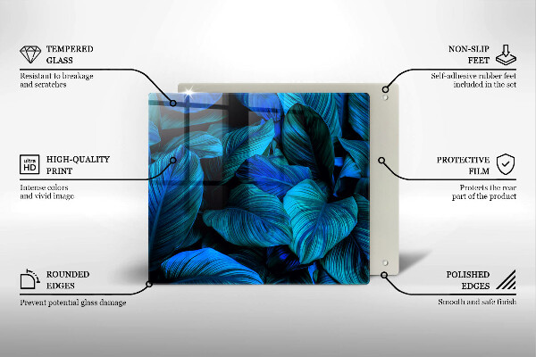 Tocător din sticlă Frunzele vegetației junglei